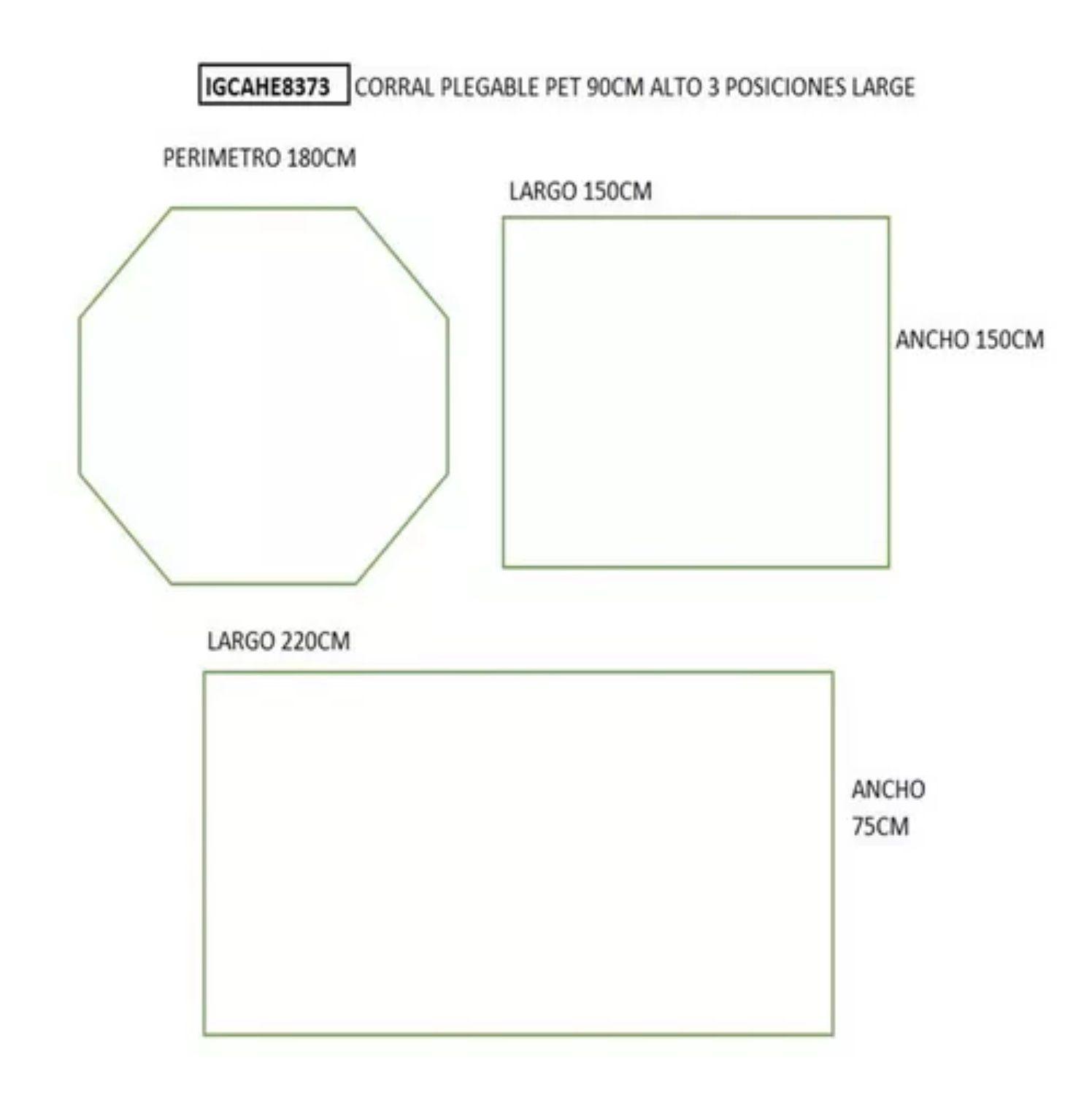 Corral Plegable Pet 90cm Alto 3 Posiciones L (large)-4
