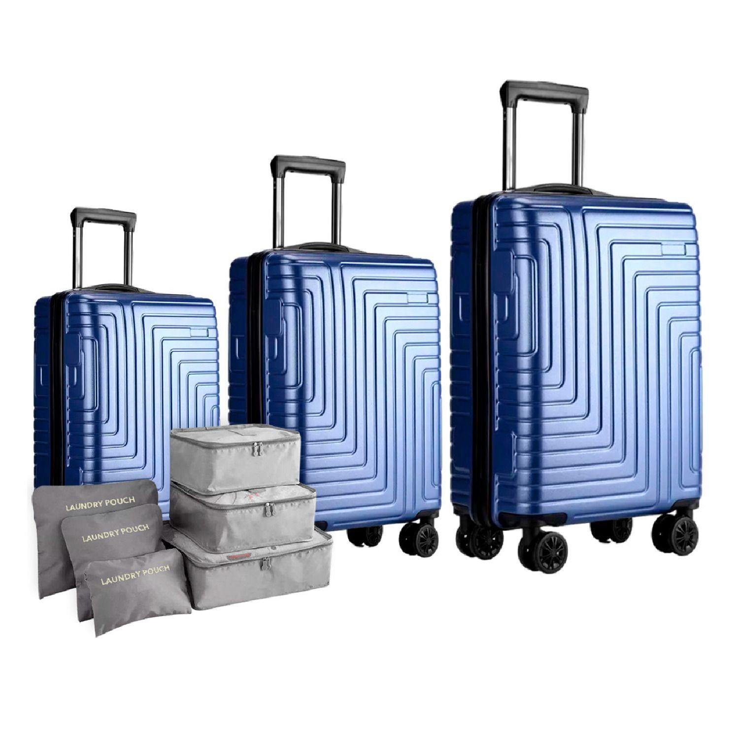 Maletas De Viaje Set De 3 Color Azul Con Organizadores-0