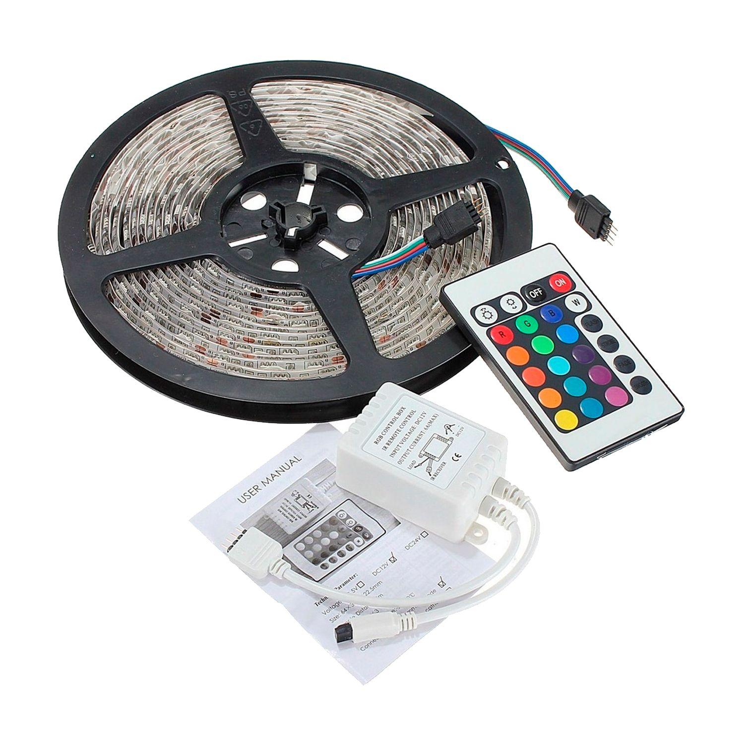 Tira LED 300 Luces RGB 5 Metros + Control Remoto + Tranfo-0