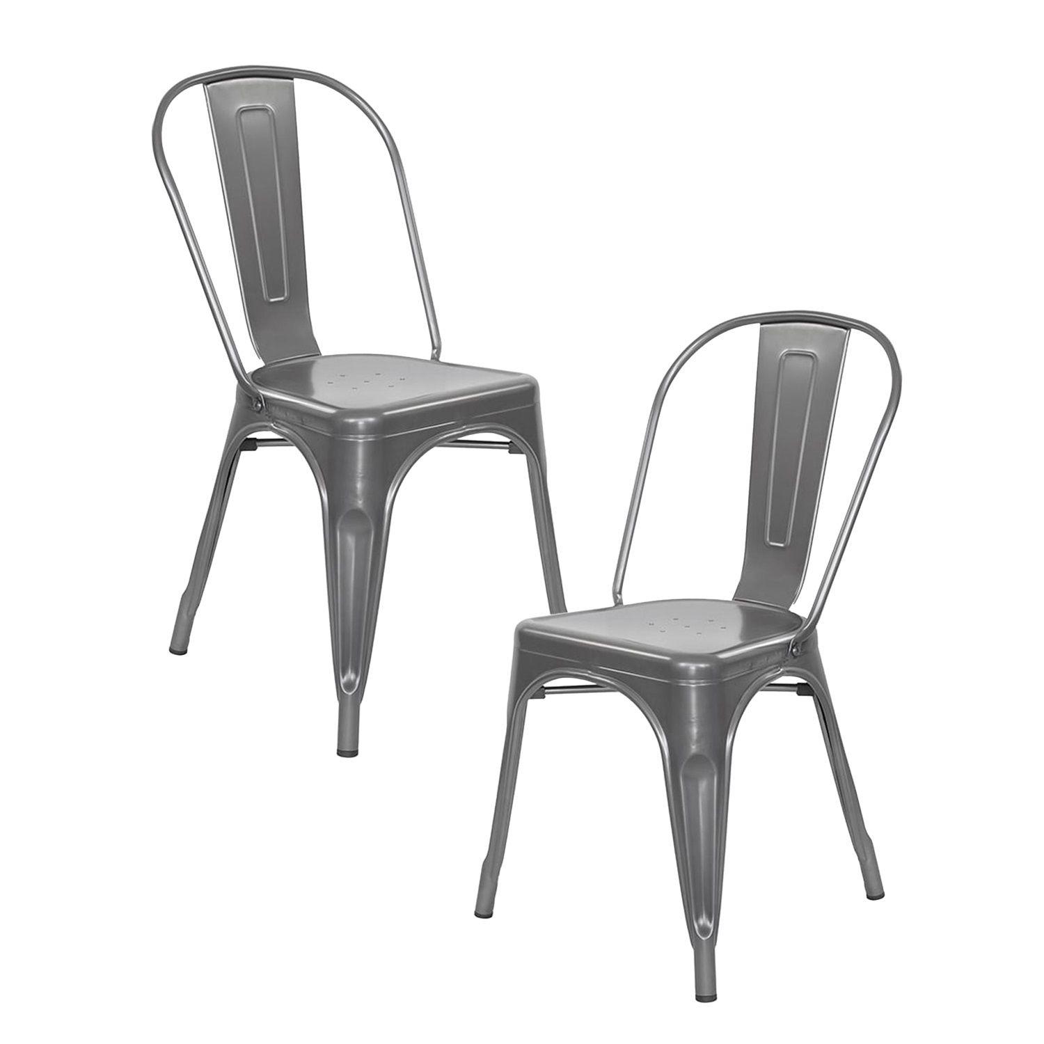 Pack 2 Sillas Tolix Metal Gris para Living Comedor-0