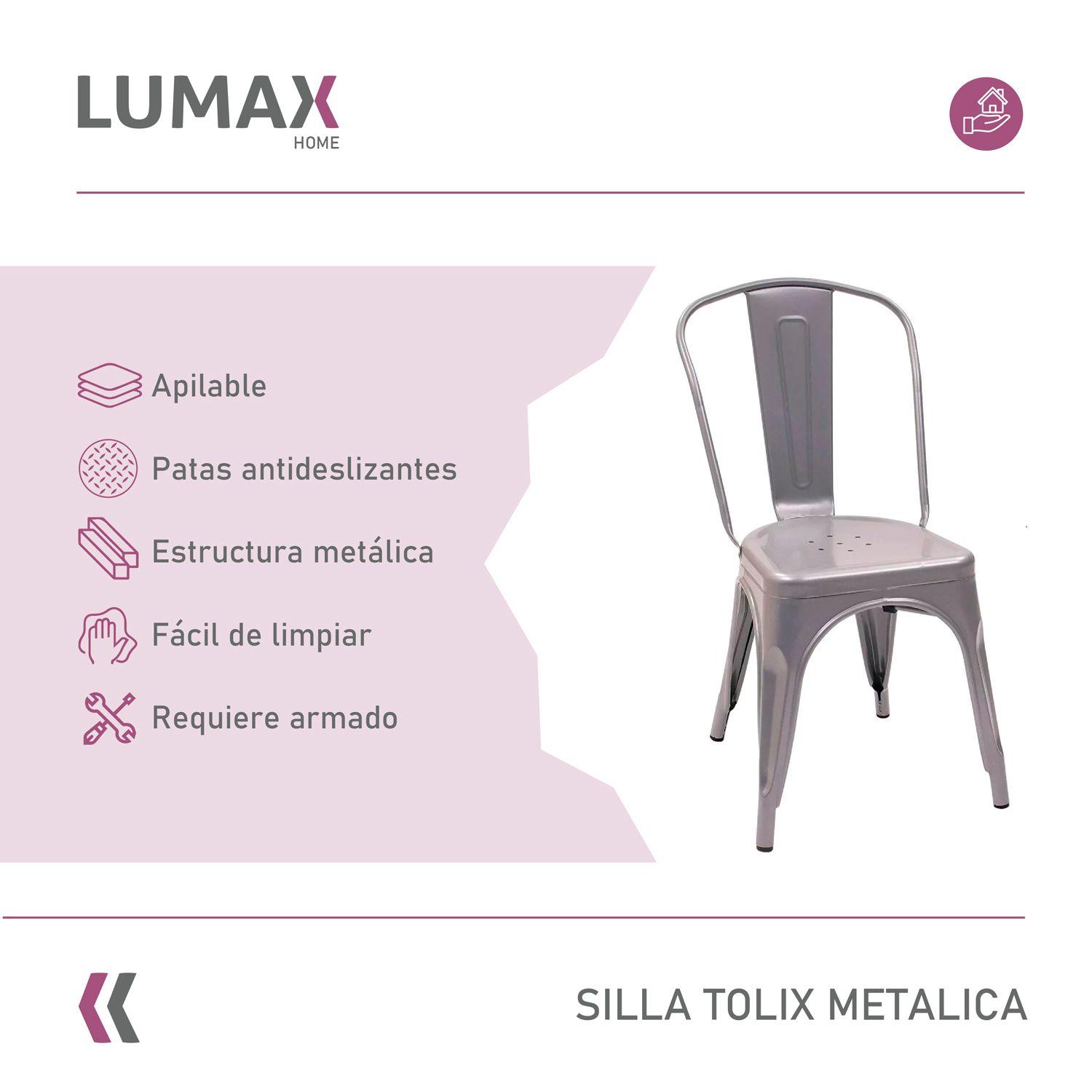 Pack 2 Sillas Tolix Metal Gris para Living Comedor-2