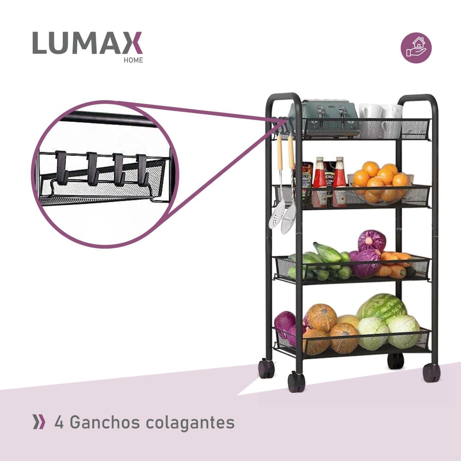 Carrito Organizador 4 Niveles Lumax con Ruedas Negro-4