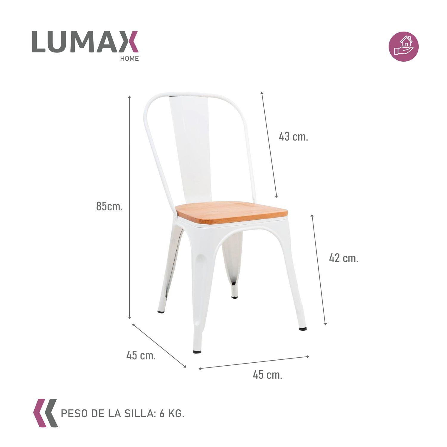 Silla Tolix Blanca Con Asiento de Madera-2
