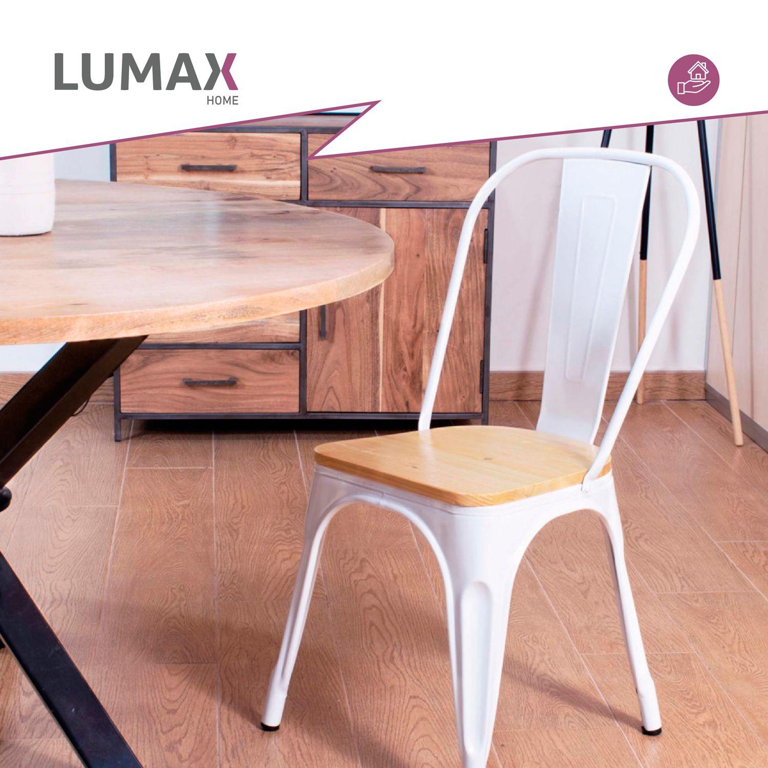 Silla Tolix Blanca Con Asiento de Madera-3