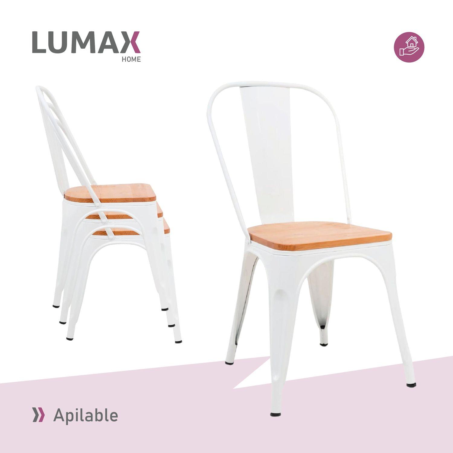 Silla Tolix Blanca Con Asiento de Madera-4