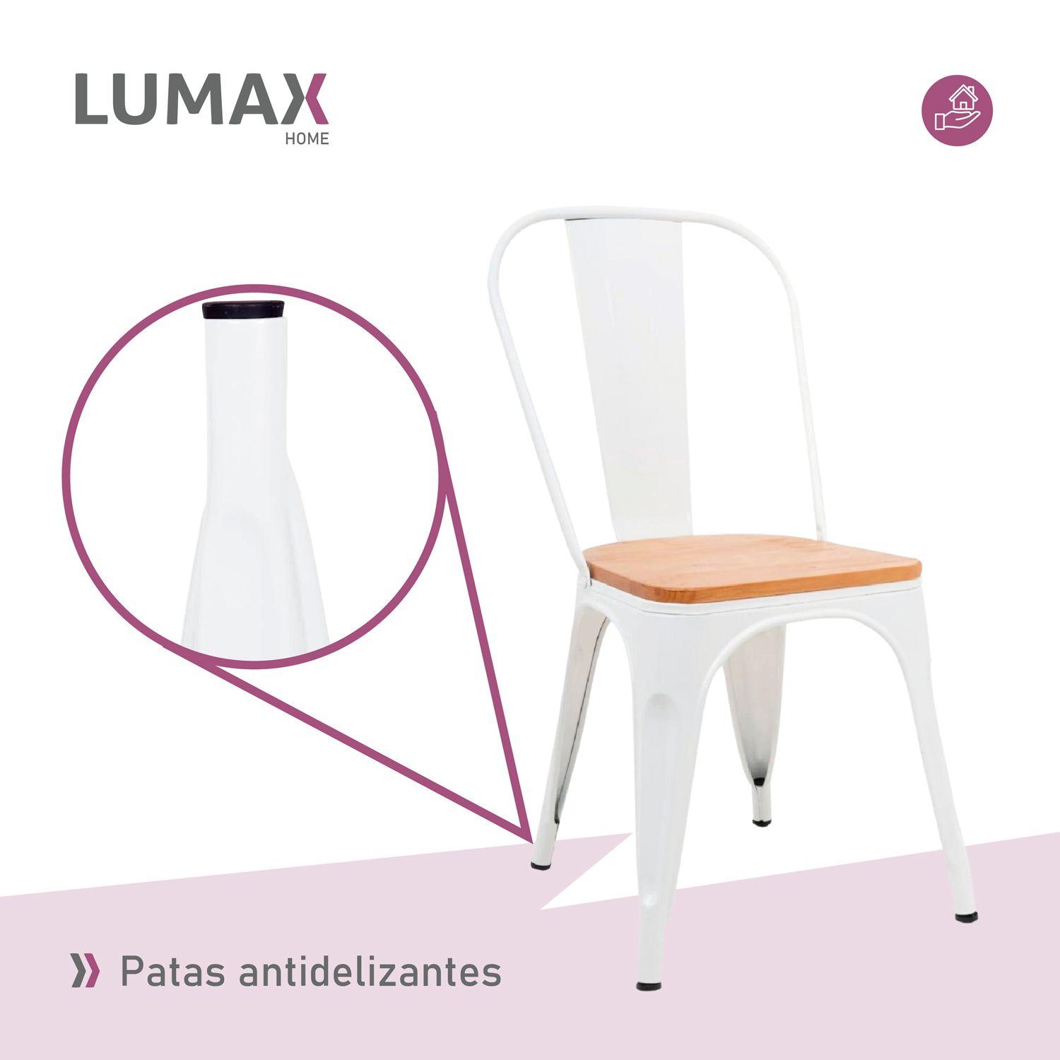Silla Tolix Blanca Con Asiento de Madera-5