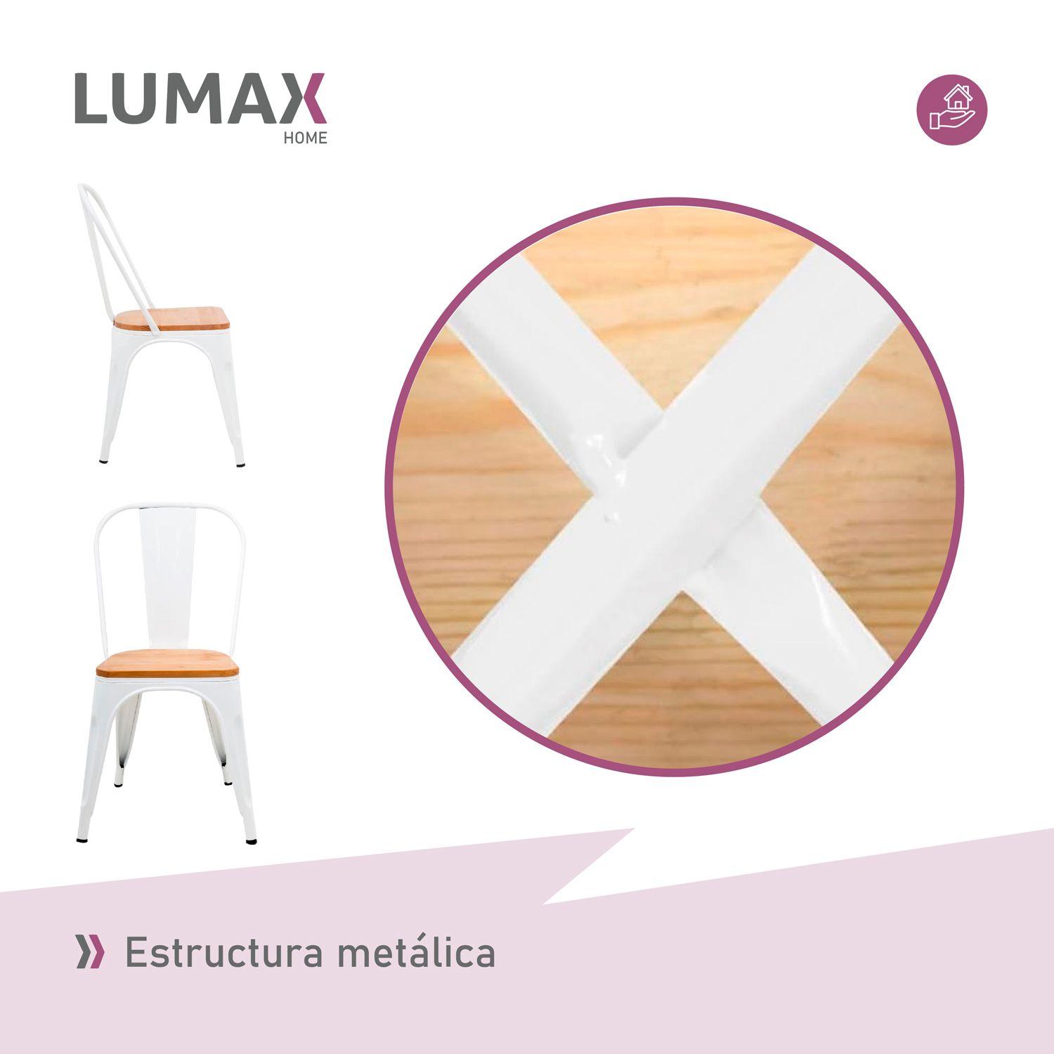 Silla Tolix Blanca Con Asiento de Madera-6
