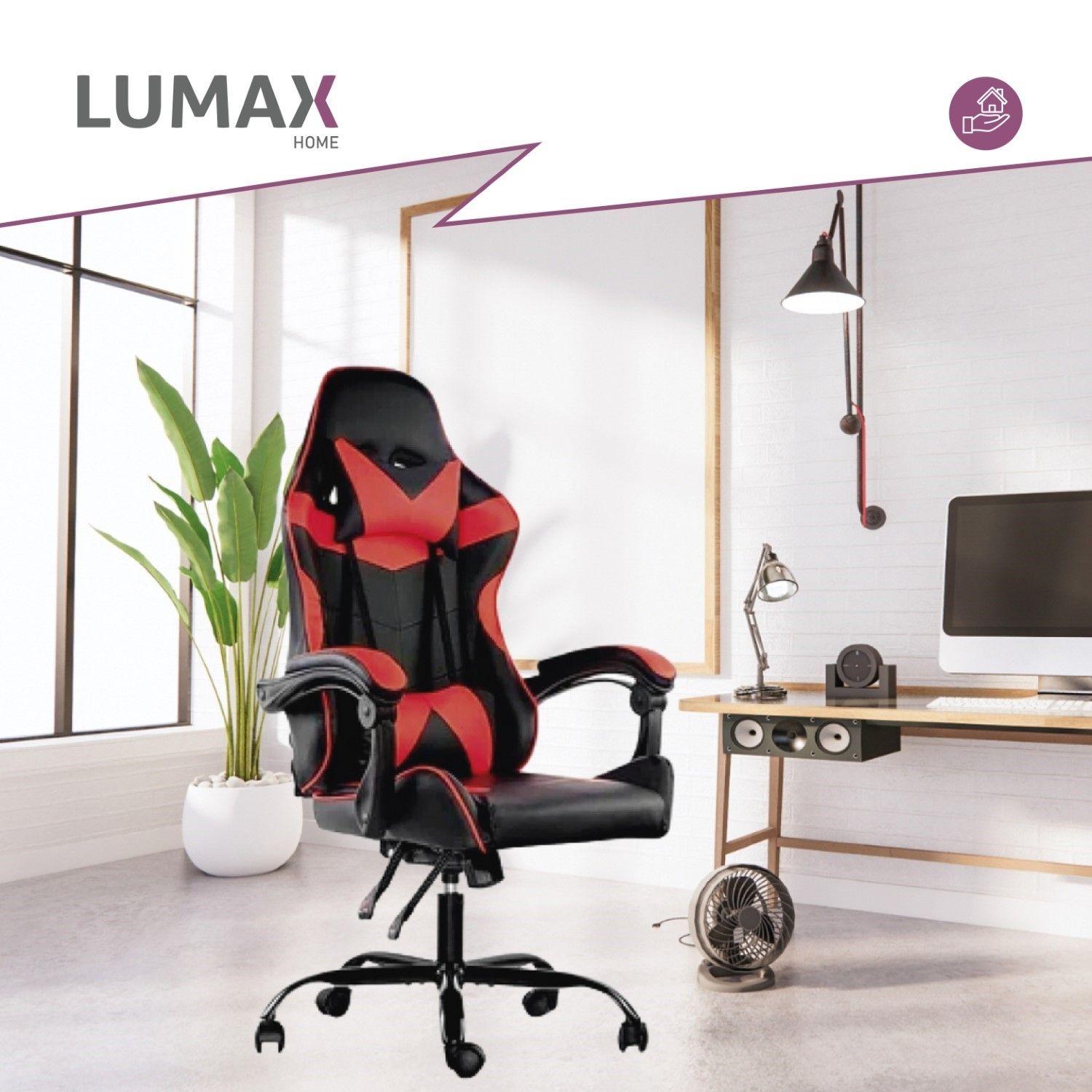 Silla Gamer Lumax Reclinable y Elevable Rojo-3