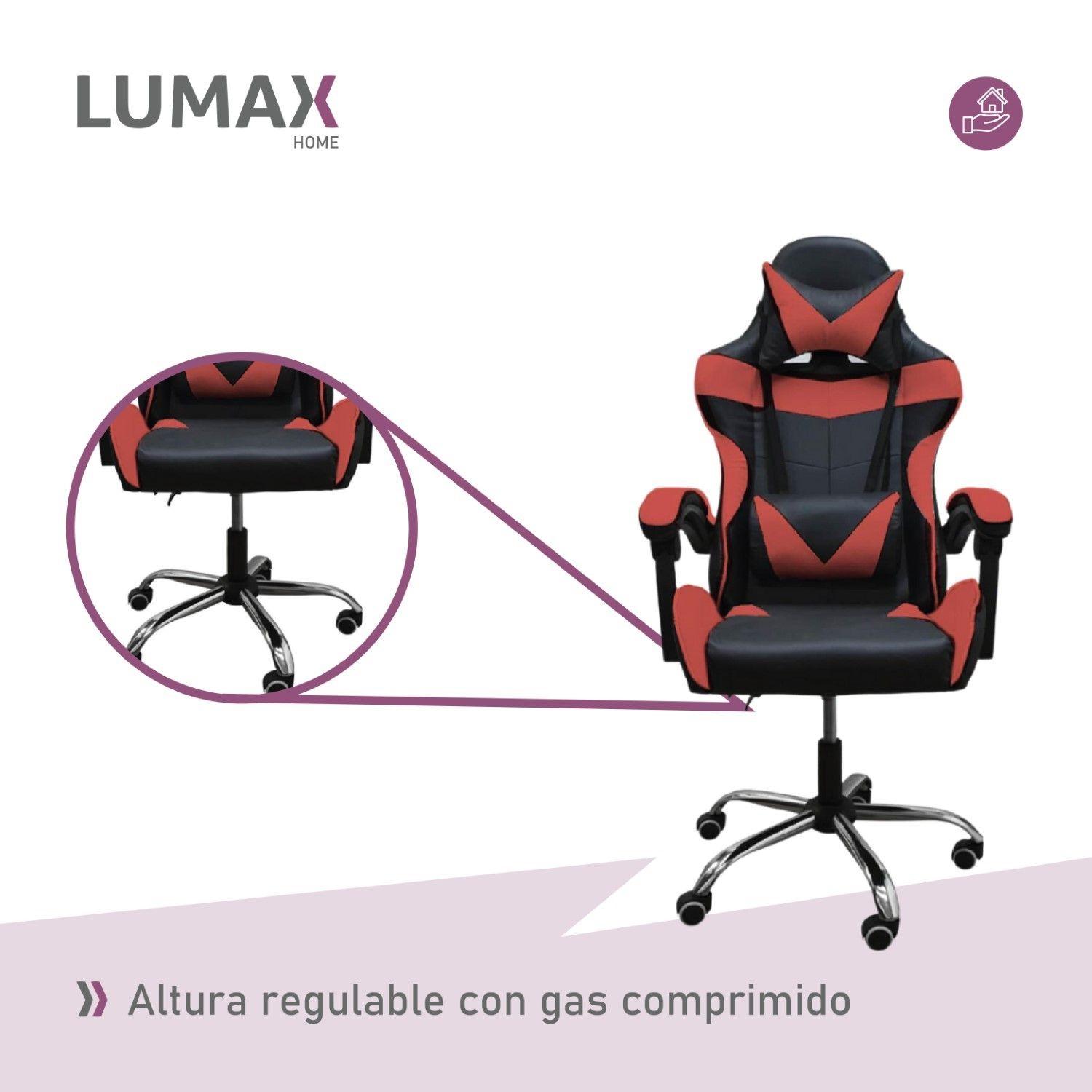 Silla Gamer Lumax Reclinable y Elevable Rojo-4
