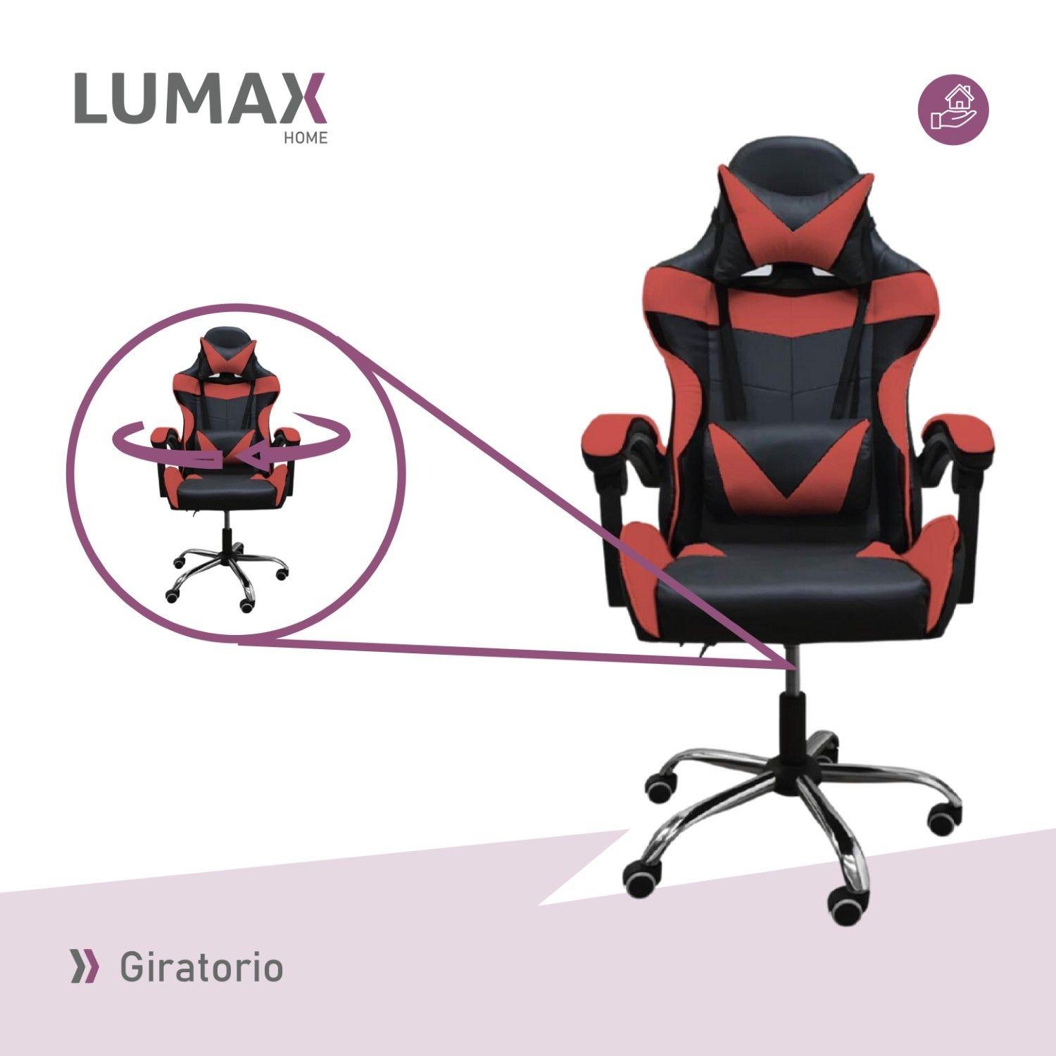 Silla Gamer Lumax Reclinable y Elevable Rojo-5