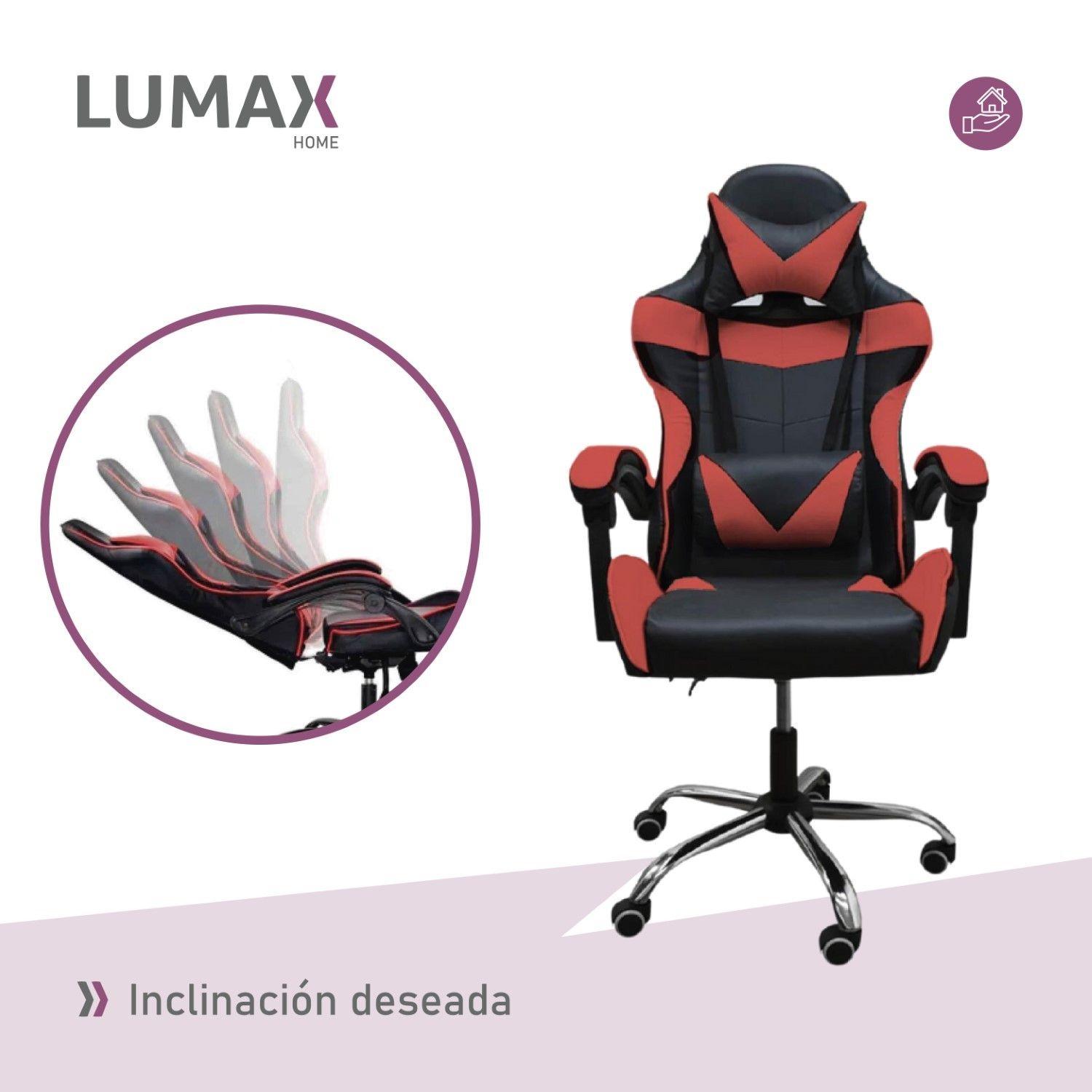Silla Gamer Lumax Reclinable y Elevable Rojo-6
