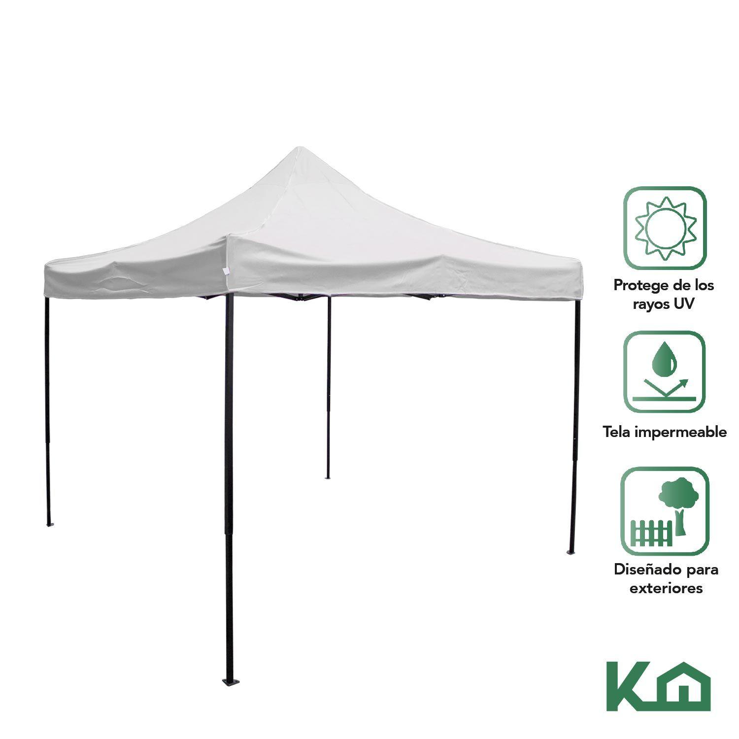 Toldo Carpa Impermeable Plegable Acero 2x2m Blanco + Bolsa-2