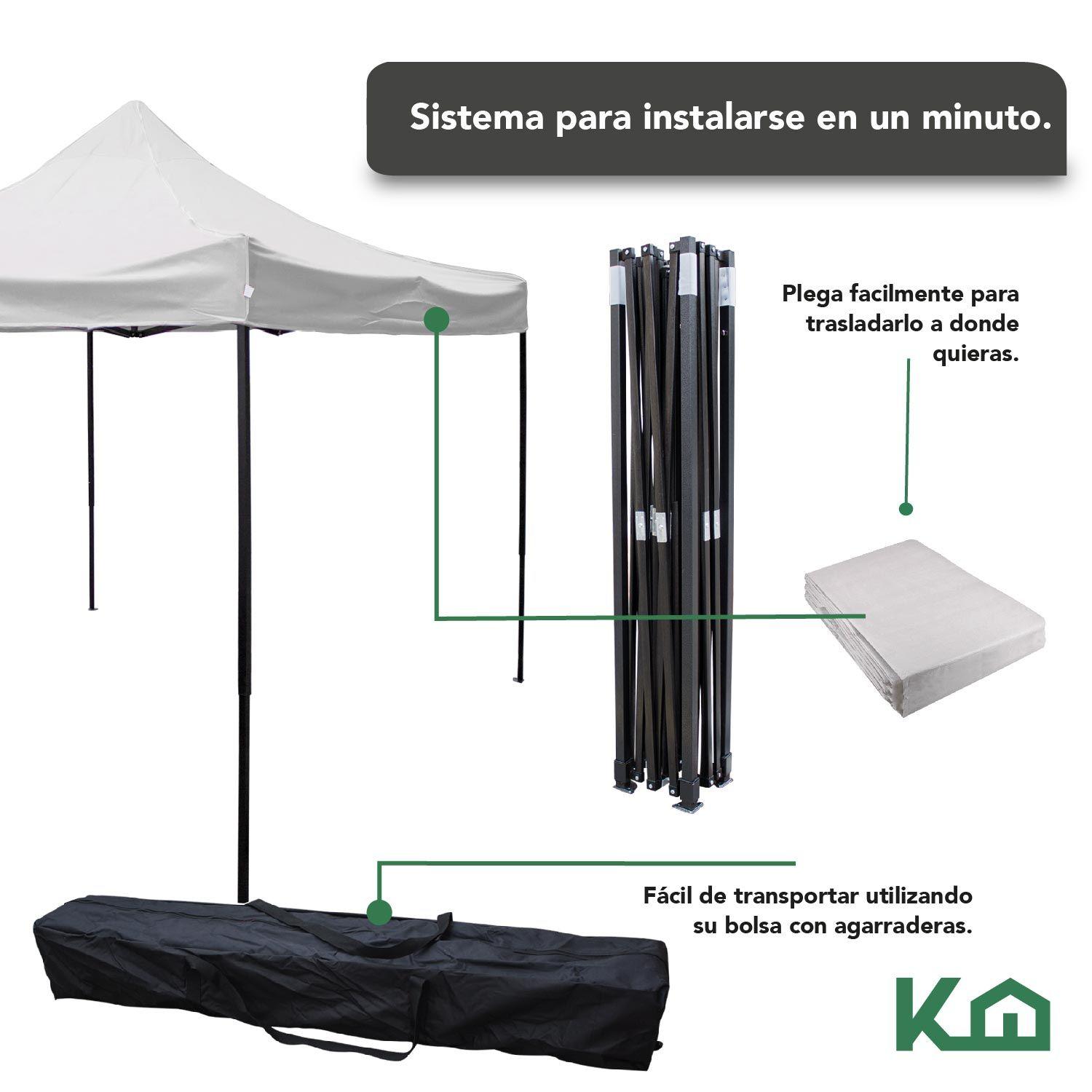 Toldo Carpa Impermeable Plegable Acero 2x2m Blanco + Bolsa-4