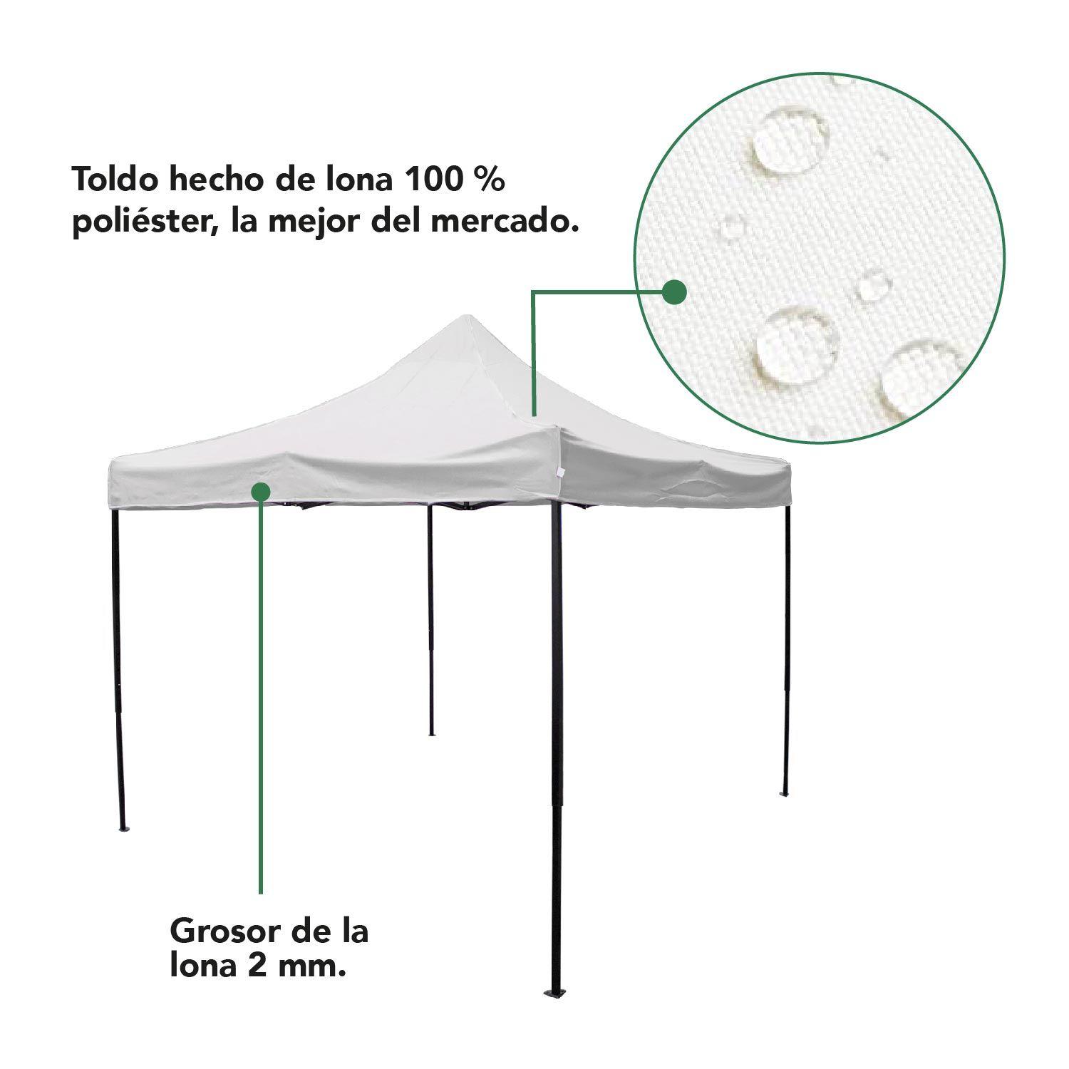 Toldo Carpa Impermeable Plegable Acero 2x2m Blanco + Bolsa-7
