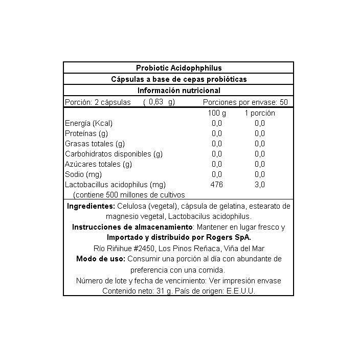 Probióticos Acidophilus - 100 cápsulas-1