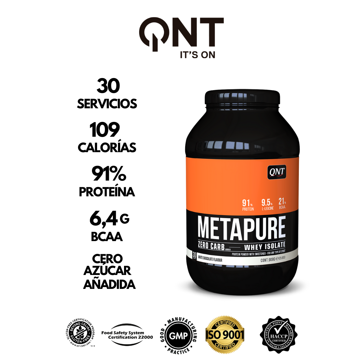 Proteína Metapure Whey Isolate 908Grs Choc Blanco-1