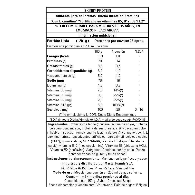 Proteína Skinny Protein 450Grs Chocolate Belga-2