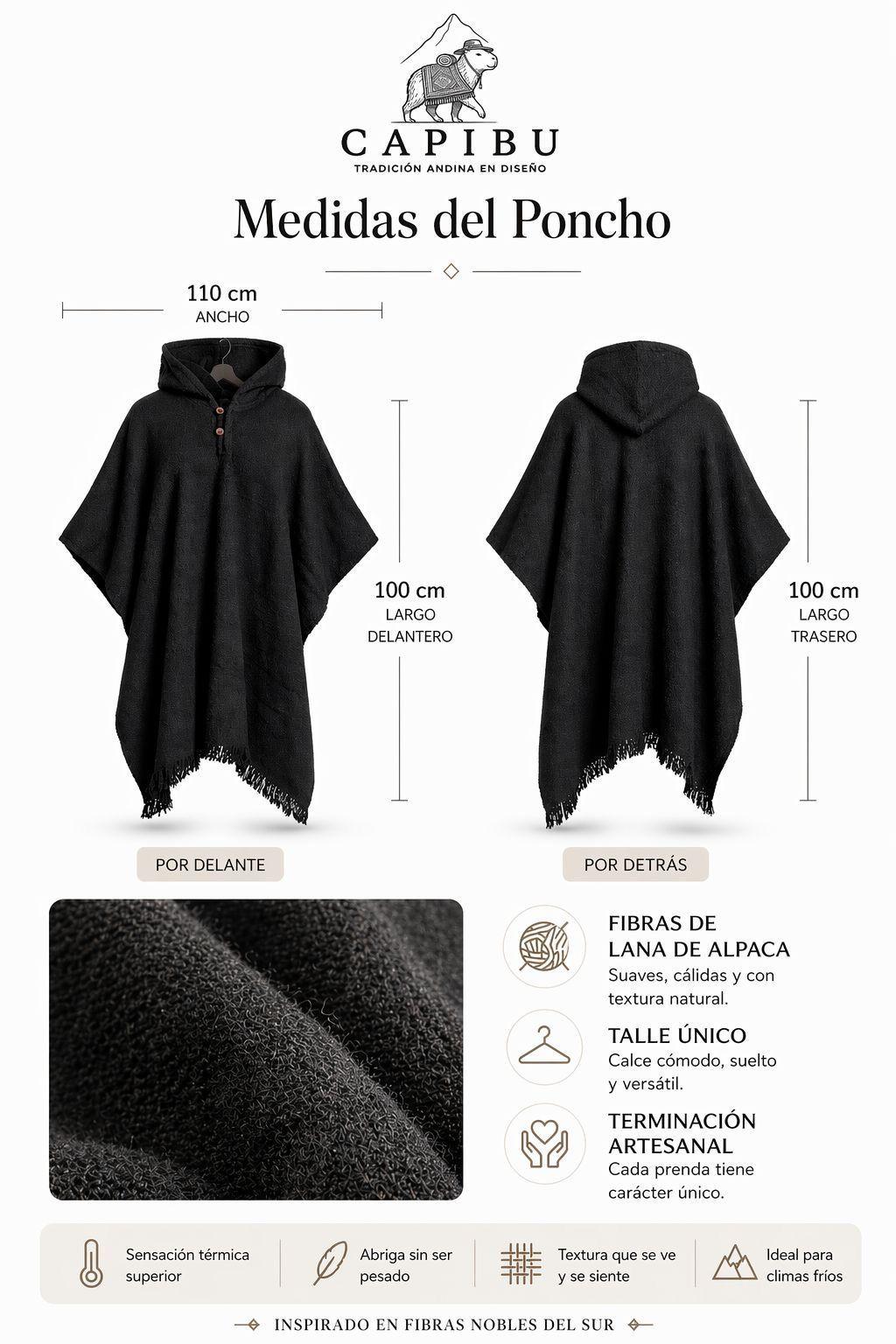 Poncho Artesanal Hombre Lana De Alpaca Dise o Tradicional-4