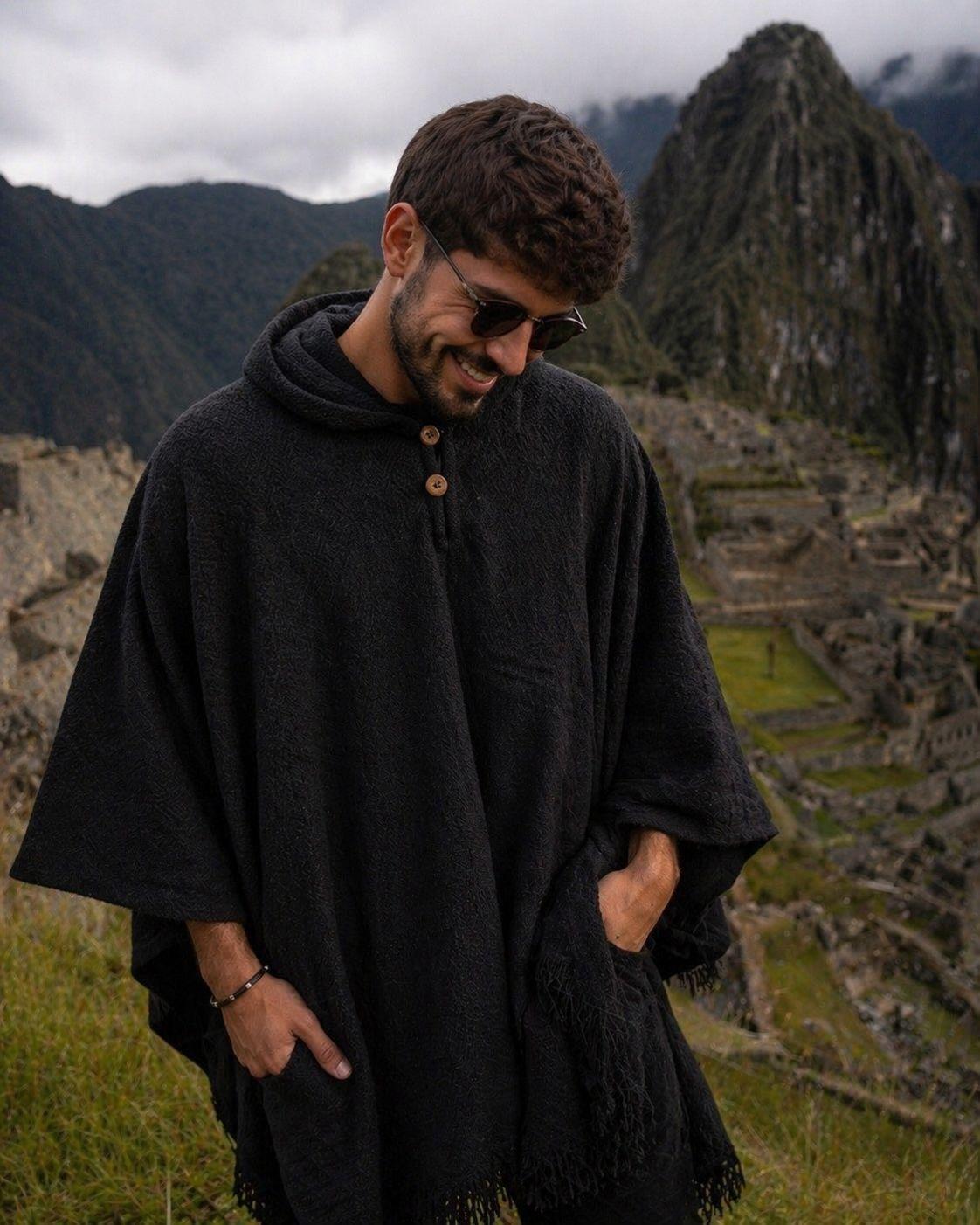 Poncho Artesanal Hombre Lana De Alpaca Dise o Tradicional-5