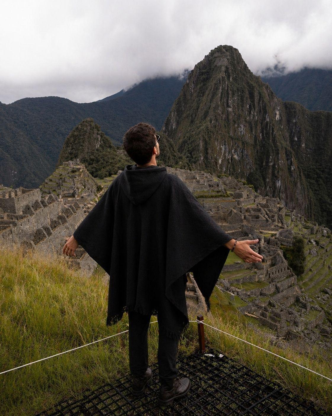 Poncho Artesanal Hombre Lana De Alpaca Dise o Tradicional-6