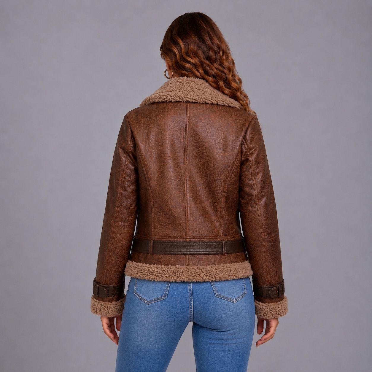 Chaqueta Aviadora Agamuzada con Chiporro Mujer-3