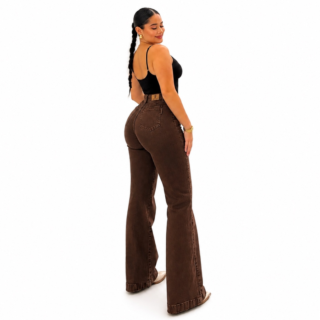 Jeans Mujer Wide Leg Elasticado Tiro Alto Calce Perfecto-1