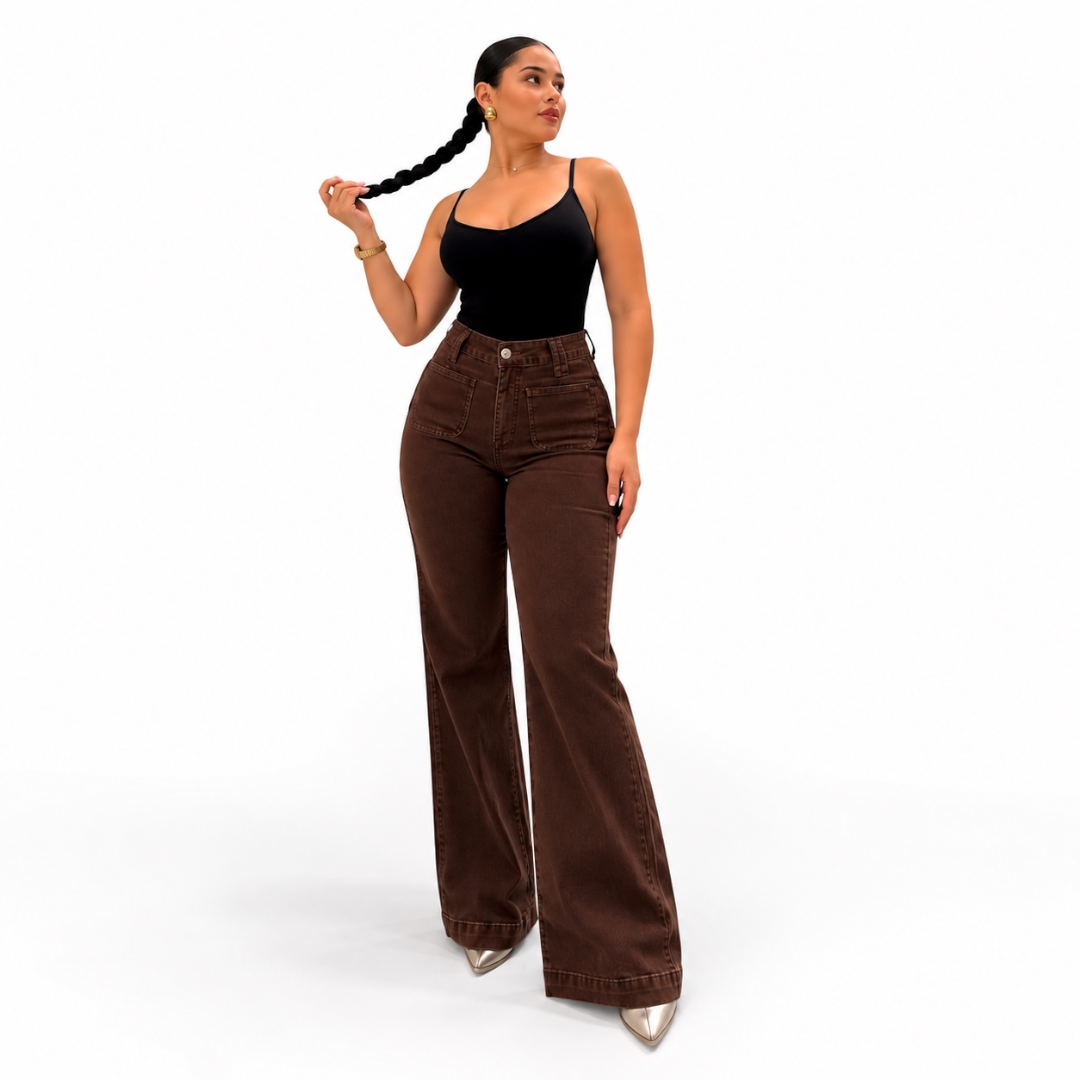 Jeans Mujer Wide Leg Elasticado Tiro Alto Calce Perfecto-2
