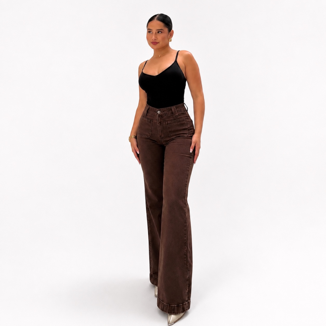 Jeans Mujer Wide Leg Elasticado Tiro Alto Calce Perfecto-4