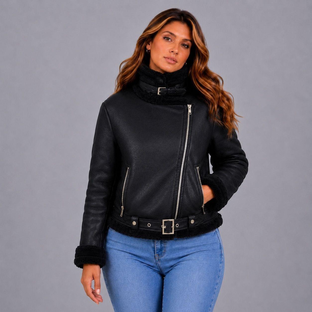 Chaqueta Aviadora Ecocuro Premium Forro De Piel-2