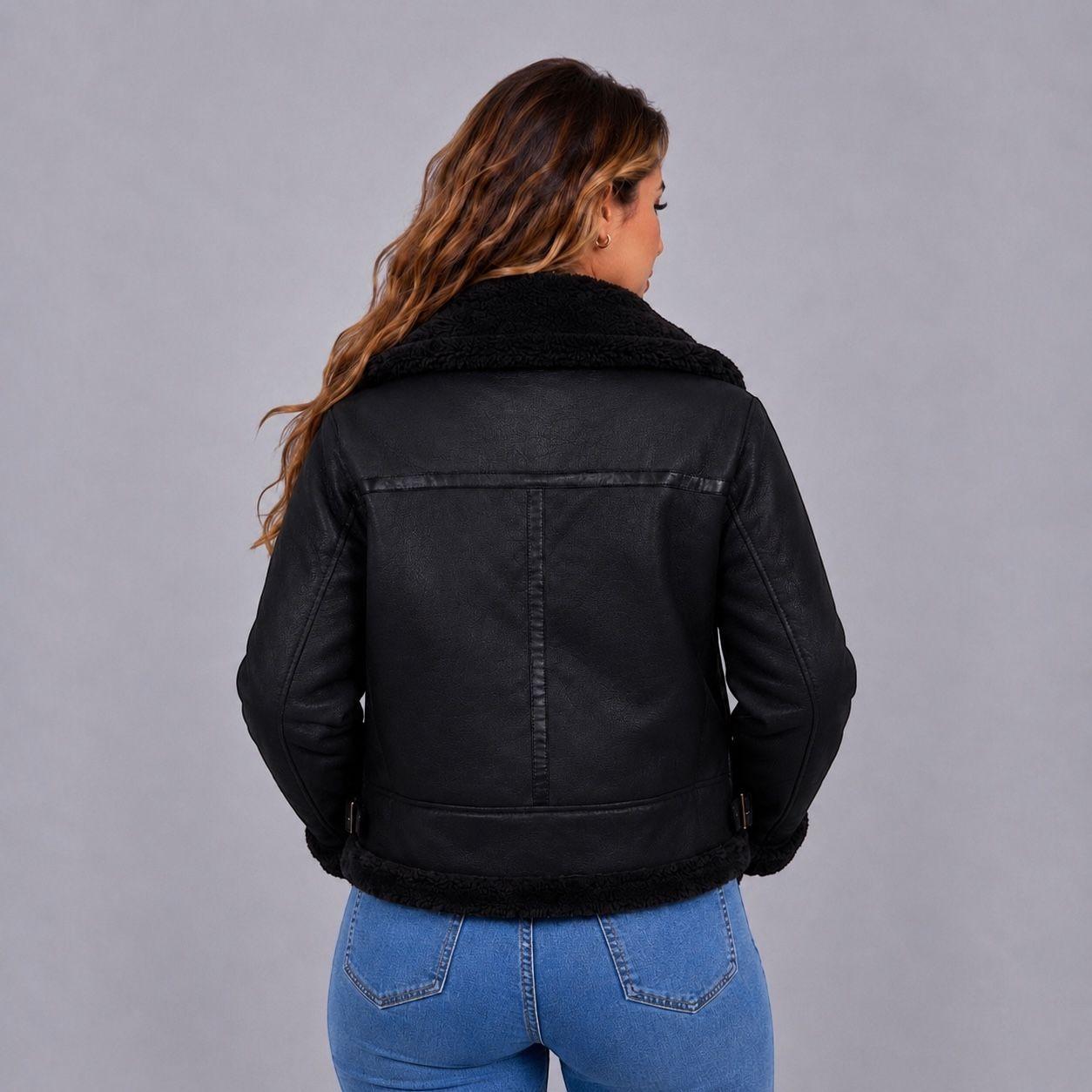 Chaqueta Aviadora Ecocuro Premium Forro De Piel-4