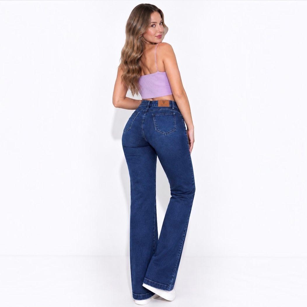 Jeans Mujer Recto Tiro Alto Push Up Doble V-2