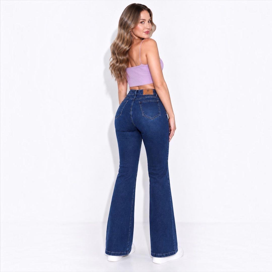 Jeans Mujer Recto Tiro Alto Push Up Doble V-5
