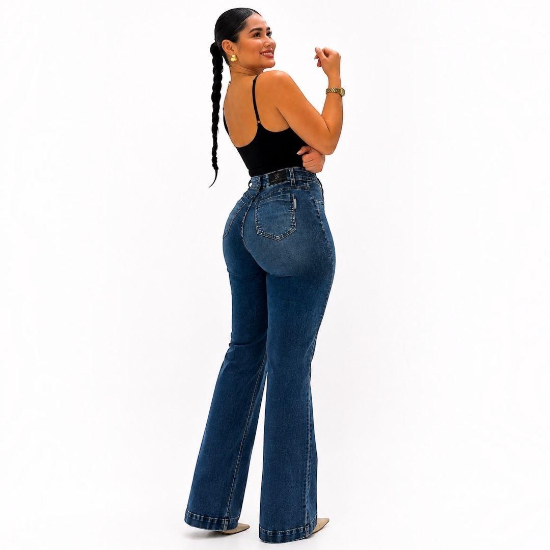 Jeans Mujer Wide Leg Elasticado Tiro Alto Calce Perfecto-3