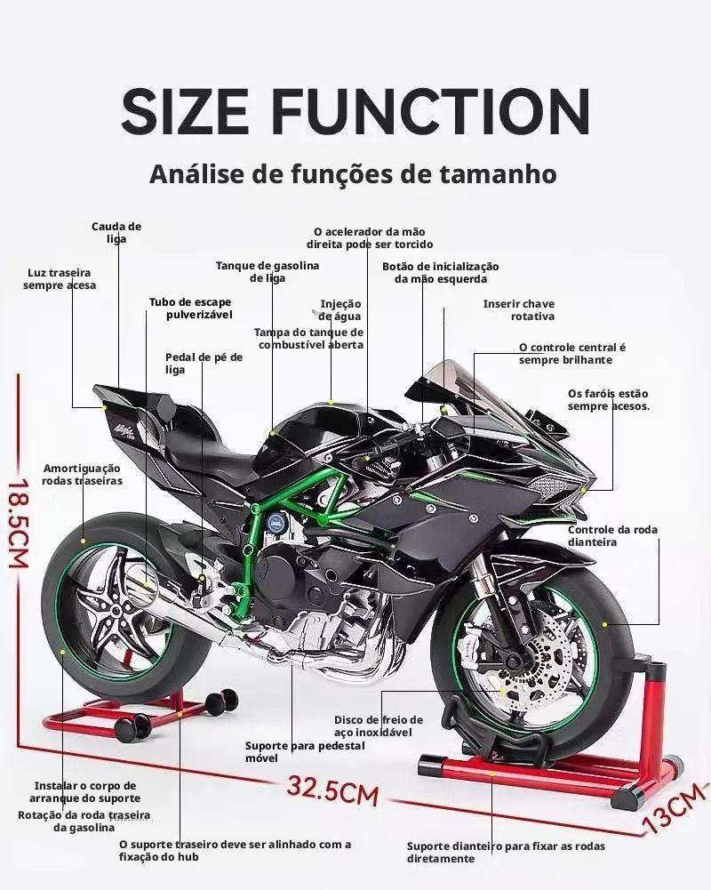 Motocicleta Fundida Por Inyección 1:6 Escala Para Kawasaki H Blackgiftbox-3