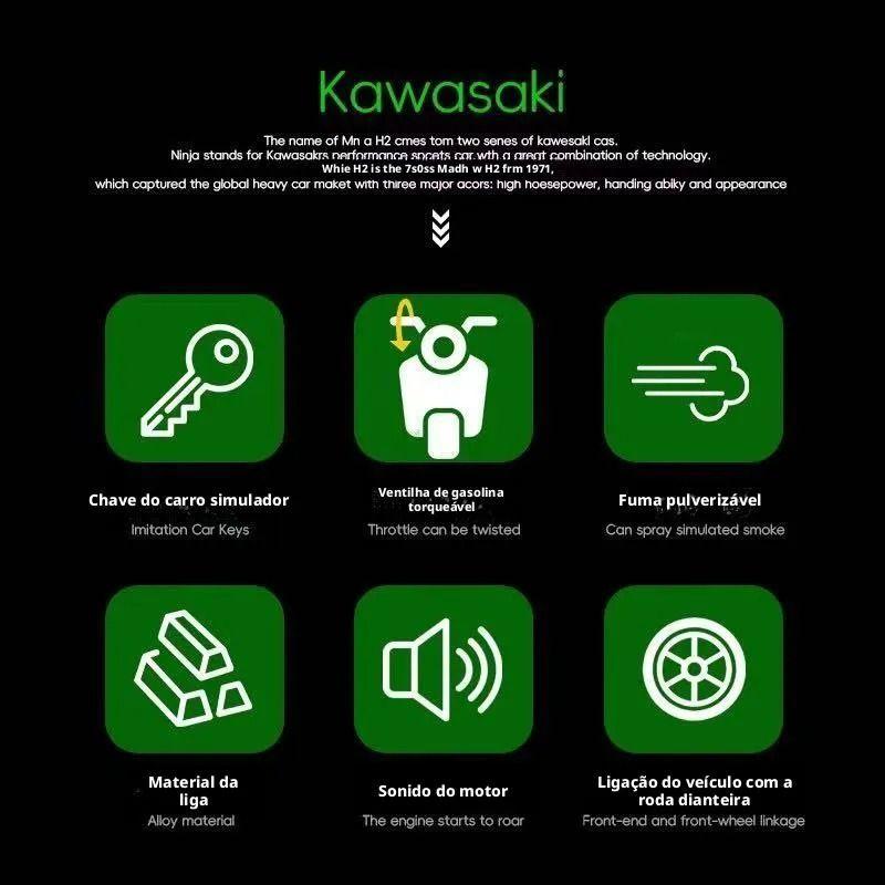 Motocicleta Fundida Por Inyección 1:6 Escala Para Kawasaki H Blackgiftbox-4