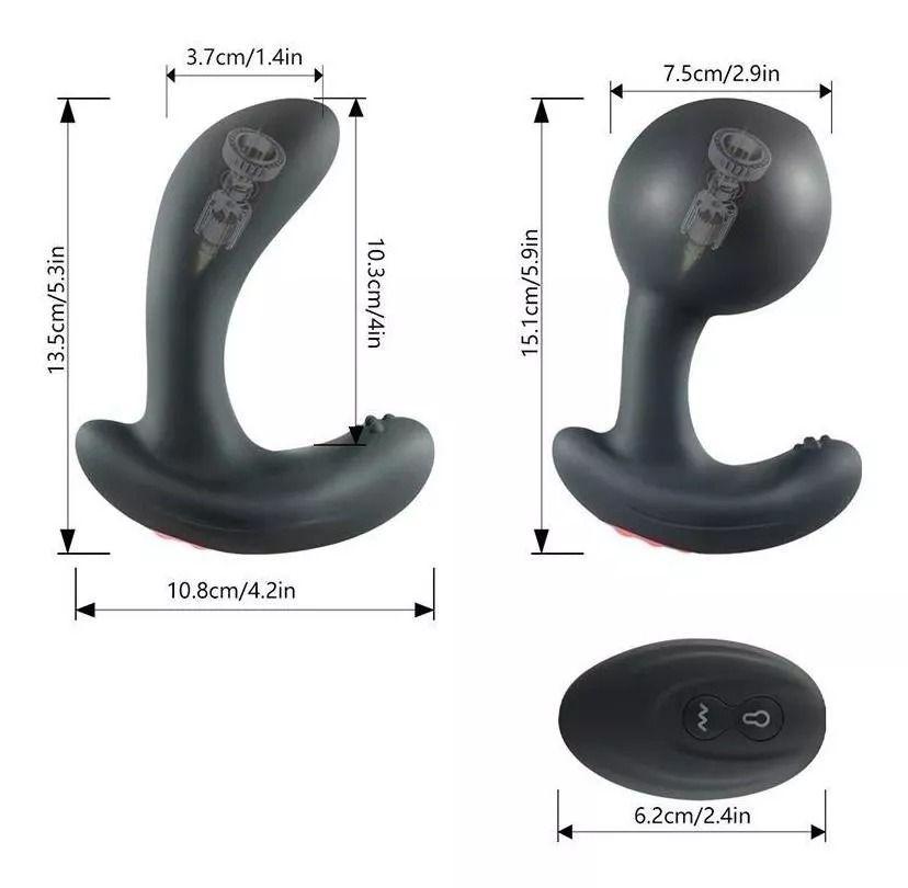 Masajeador De Próstata Dildo Vibrador Tapón Inflador -2
