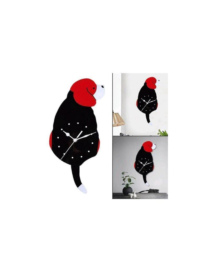 Reloj De Pared Diseño Perro Sentado Negro.-4