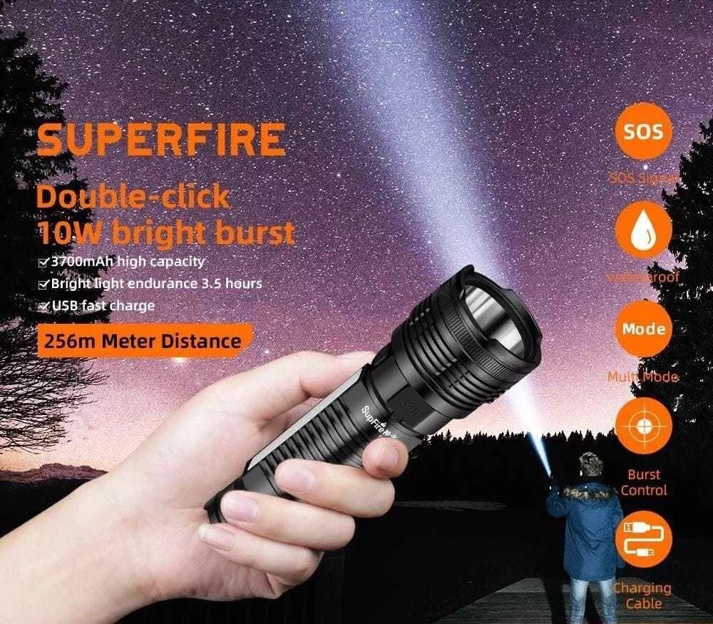 Linterna Superfire Táctica C8-R5 Led Para Caza-7