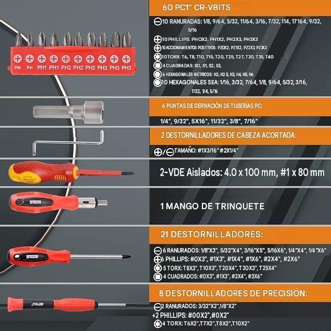 Set De Destornilladores Y Puntas Magn ticas 100 Pcs-2