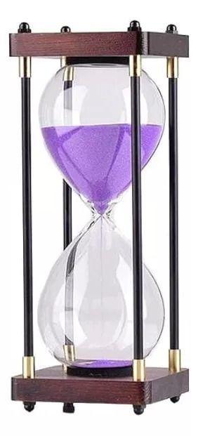 Reloj De Arena De Vidrio Con Marco De Madera, 30 Minutos.-0