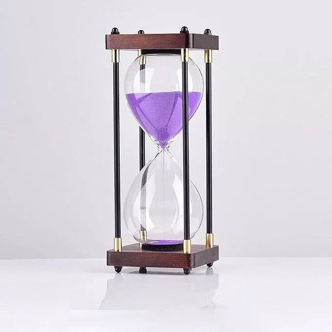 Reloj De Arena De Vidrio Con Marco De Madera, 30 Minutos.-1