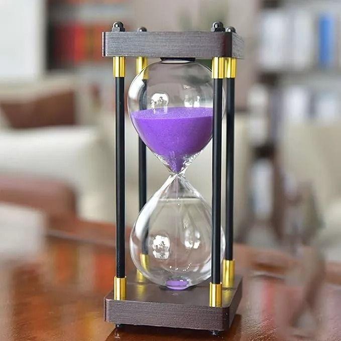 Reloj De Arena De Vidrio Con Marco De Madera, 30 Minutos.-2
