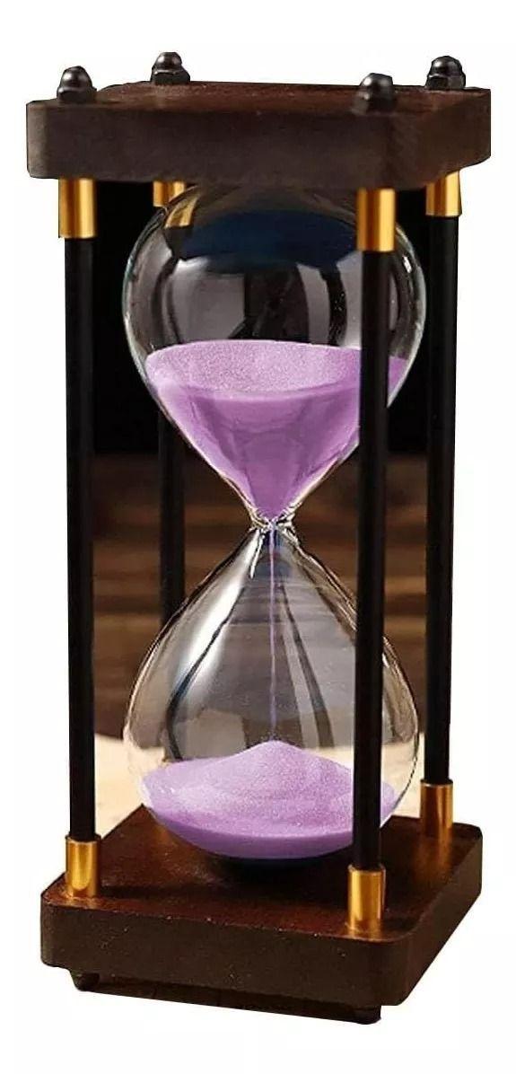 Reloj De Arena De Vidrio Con Marco De Madera, 30 Minutos.-3