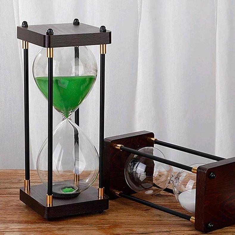 Reloj De Arena De Vidrio Con Marco De Madera Retro-0