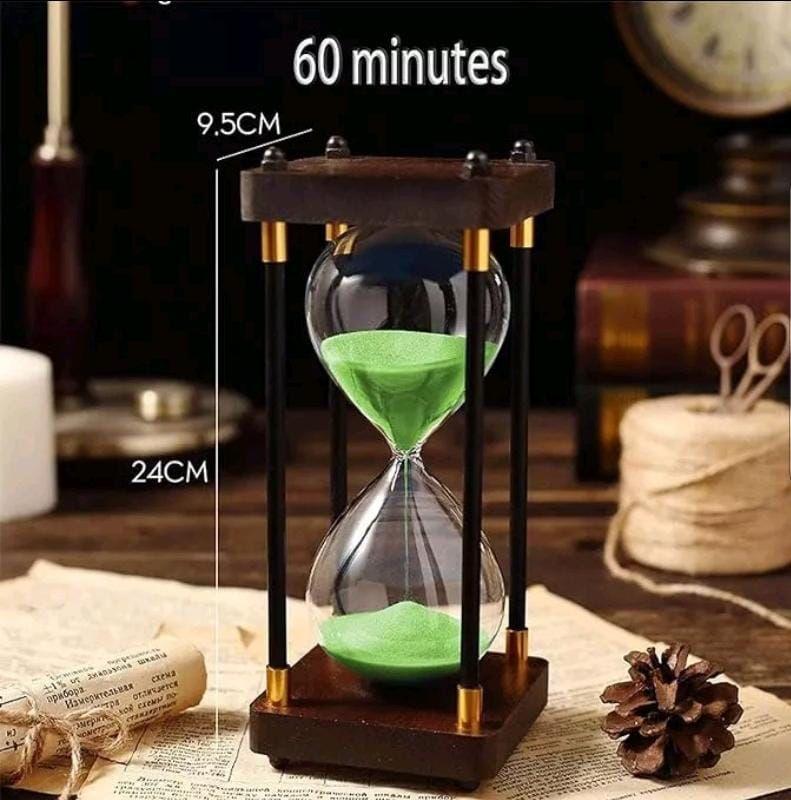 Reloj De Arena De Vidrio Con Marco De Madera Retro-1