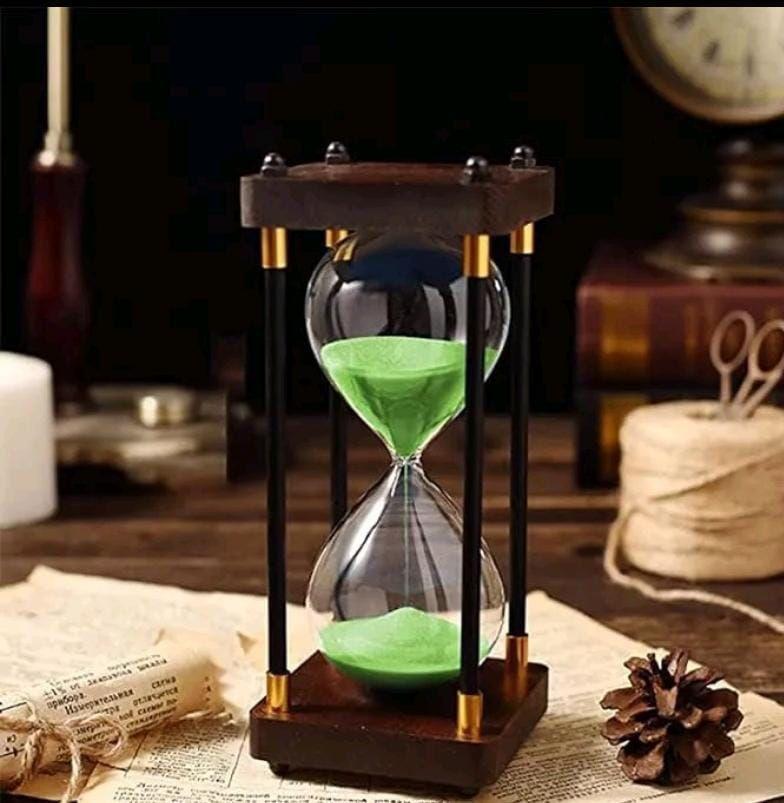 Reloj De Arena De Vidrio Con Marco De Madera Retro-2