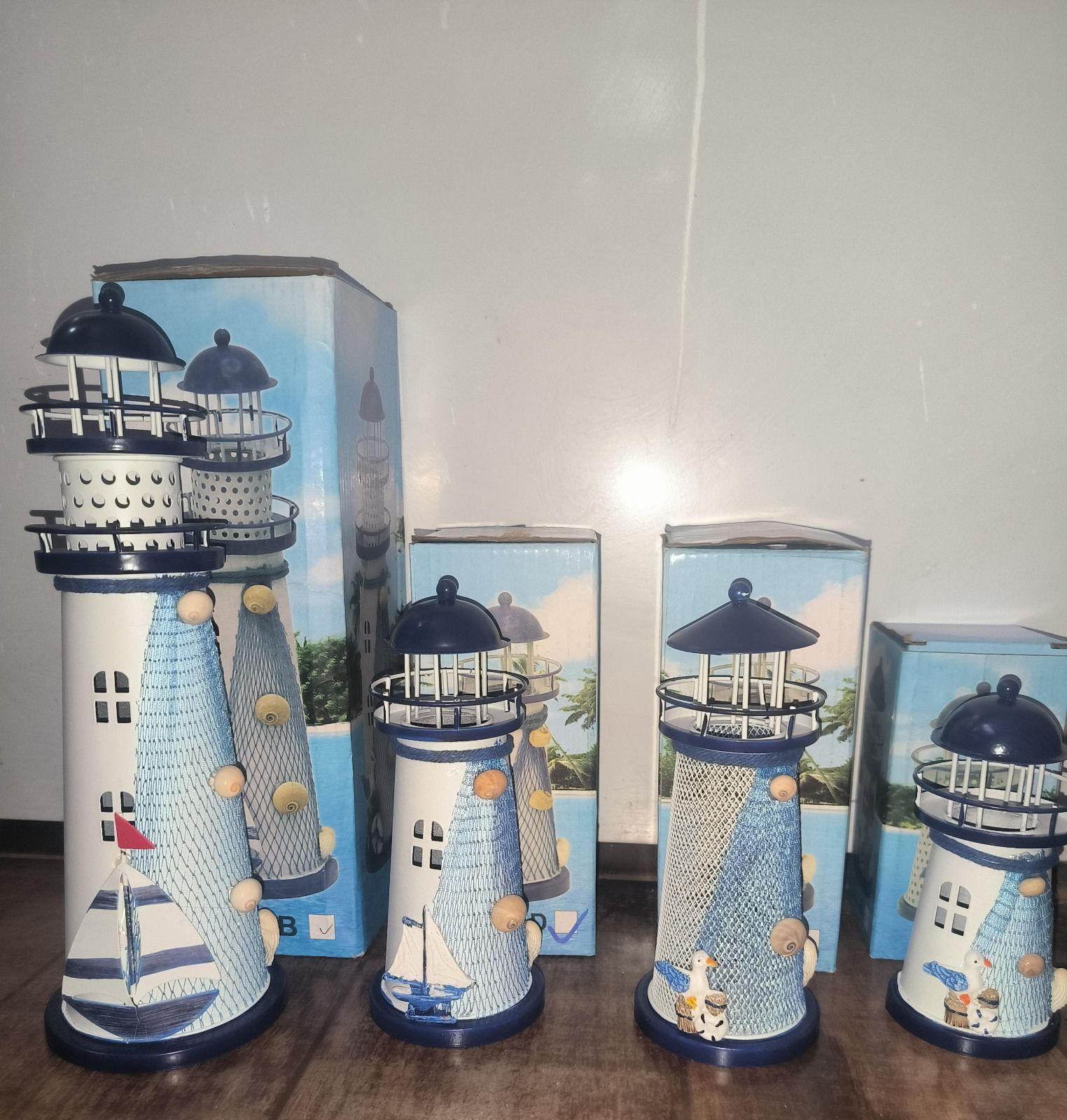 Set De 4 Lámparas De Mesa De Faro Náutico.-2