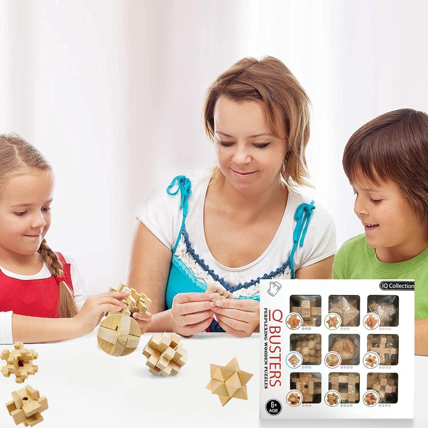 Juego De Destreza De Madera 3D 9 Piezas -4
