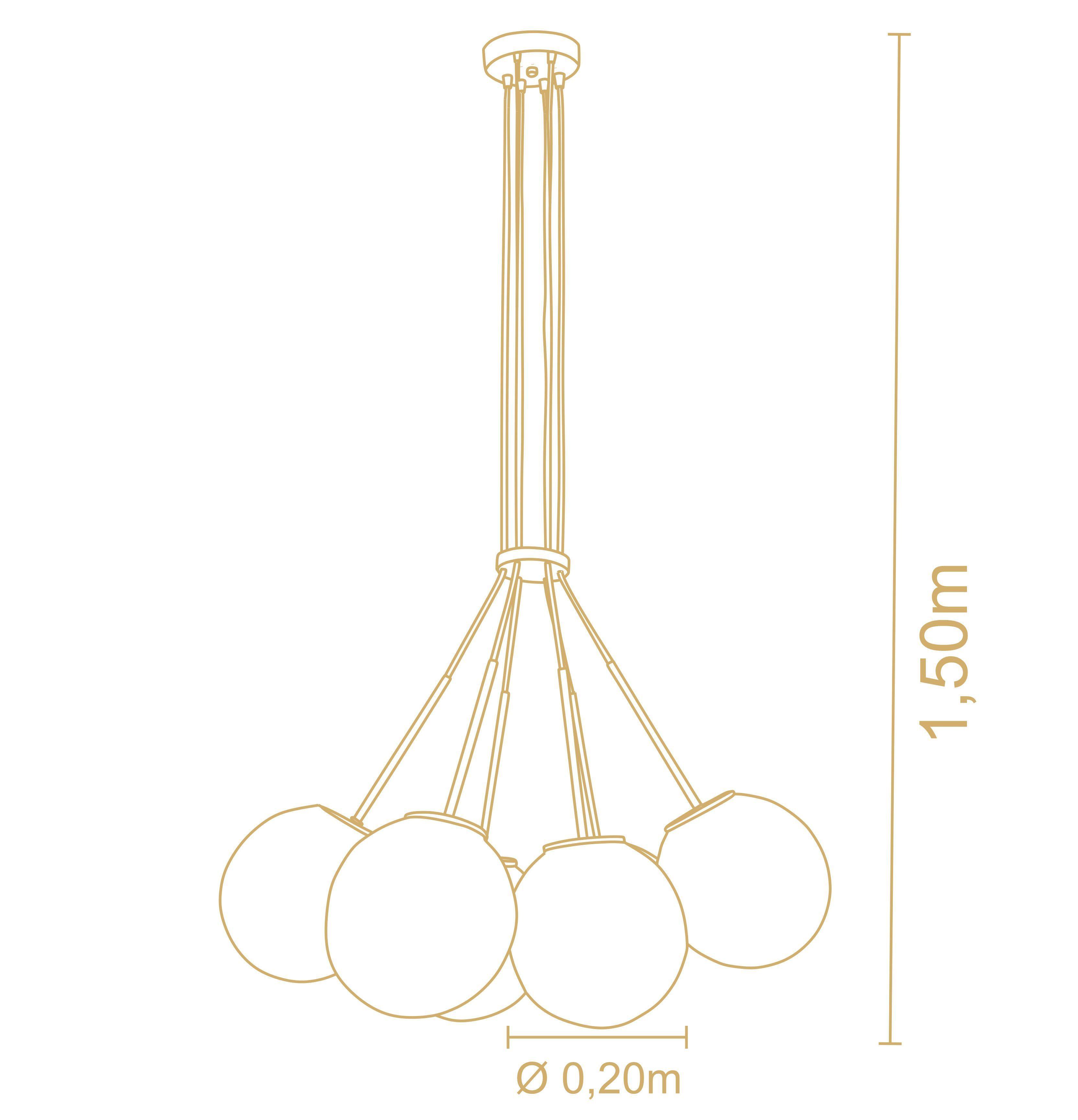 LAMPARA COLGNTE MILKY 6 SFER 20CM 3138CT-2