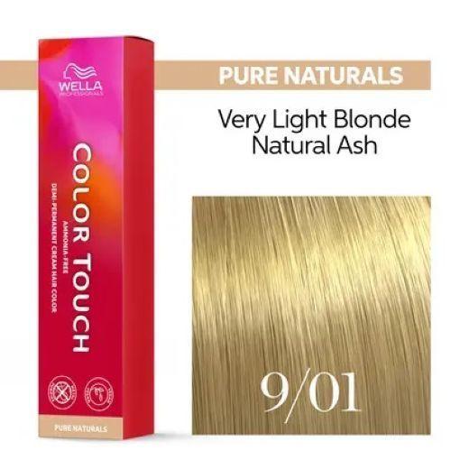 Tinte para cabello Wella Color Touch 9/01 Rubio Extra Claro Natural Ceniza 60ml-2